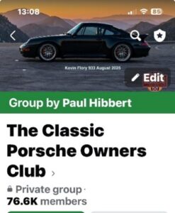 The August 2025 Facebook Header Page for The Classic Porsche Owners Club