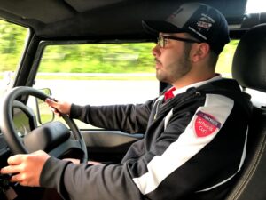 Jack Levine driving his new-old Land Rover defender