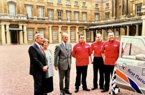 The team before they set off on their epic journey around the world