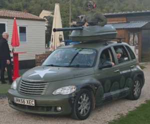 Toy Story Soldiers, looking the part on the 2025 Screwball Rally. Lots of money raised for worthy causes