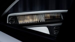 An internal dashboard view view of the new limited edition Rolls Royce Phantom Centenary Private Collection and its artwork