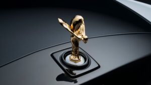 The solid gold Spirit of Ecstasy on the new limited edition Rolls Royce Phantom Centenary Private Collection