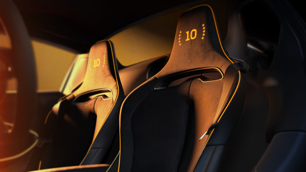 1 in 10 Mclaren Artura Spider MCL39 in orange and Black, press release, internal seat picture