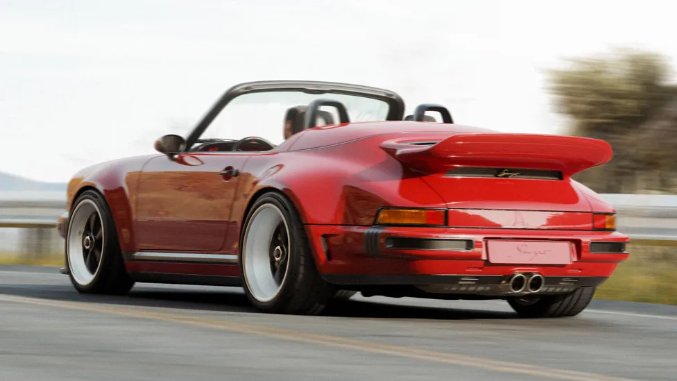 Porsche 911 Carrera Cabriolet Reimagined by Singer Vehicle design, Re car, roof down, rear nearside image