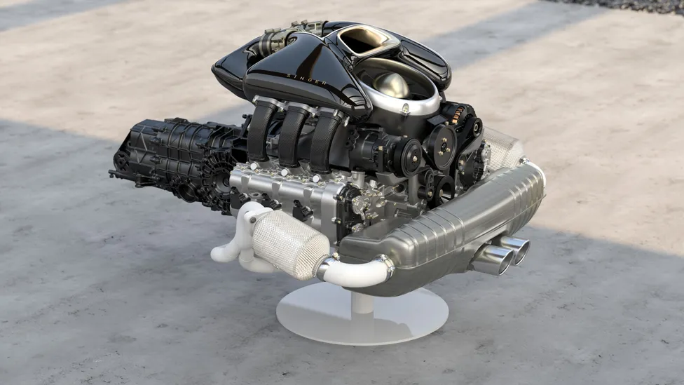 Porsche 911 Carrera Cabriolet Reimagined by Singer Vehicle design, Image of engine